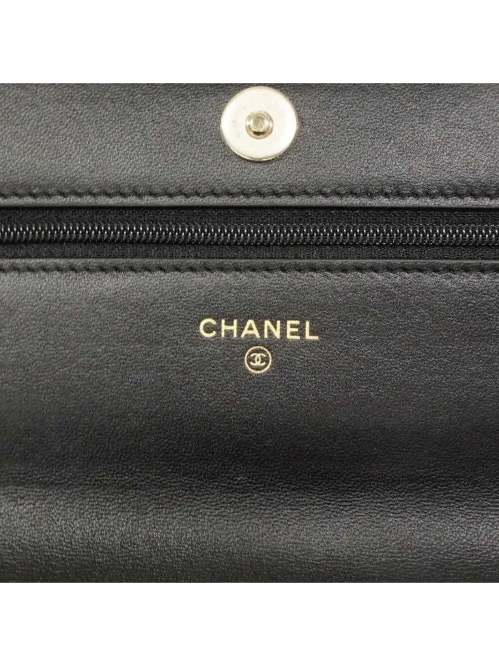 ★SOLD★ Chanel Shoulder Wallet Quilted Pearl Lambskin Black Champagne Gold - Picture 5 of 10